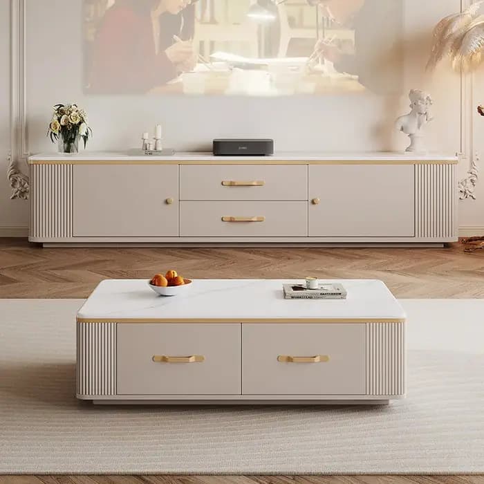 Meuble TV sur pied en bois massif