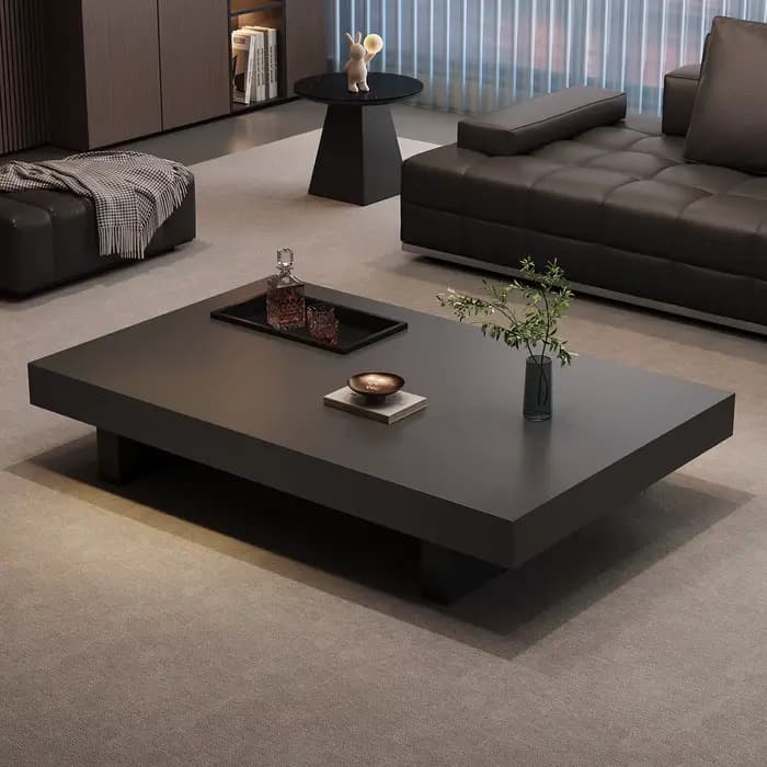 Table basse nordique moderne grande et noire avec rangement, console, meubles de luxe pour salon