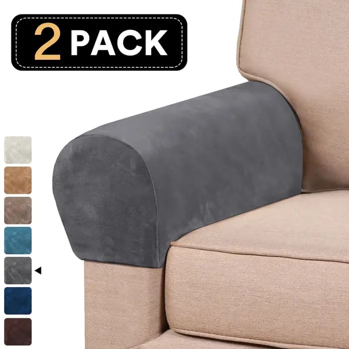 Housse d'accoudoir élastique extensible en velours de luxe
