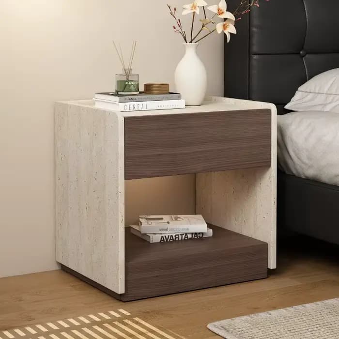 Table de chevet simple et étroite avec rangement