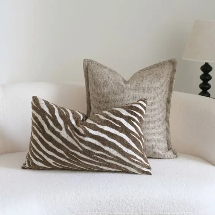 Boho jeter housses de coussin tissé capitonné ferme avec des glands texturés rayé neutre taies d'oreiller décoratives
