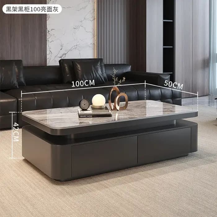 Table basse rectangulaire de luxe en dalle de pierre