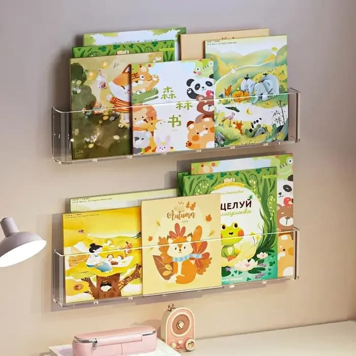 Organisateur livre d'images vitrine étagère murale derrière la porte lecture Magazine stockage tenture
