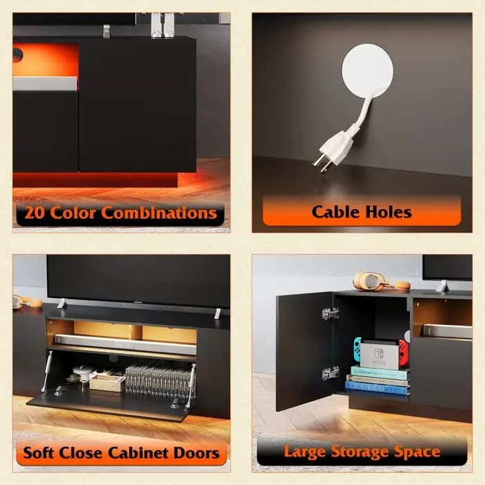 GALAXHERO Meuble TV pour centre de divertissement TV 65 pouces avec armoire de rangement Console TV