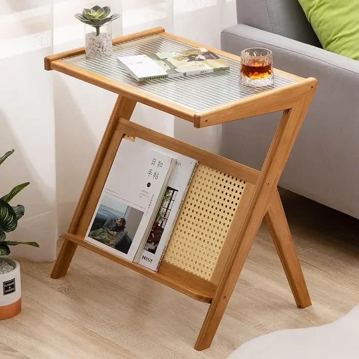 Table d'appoint en forme de Z, table à thé et à café créative avec étagère pour canapé, coin salon,