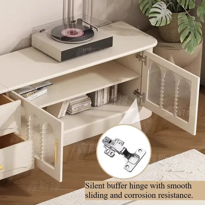 Meuble TV en bois blanc rétro avec portes vitrées de 60 pouces, tiroirs, support bas, pour sol ou mur, style nordique, meubles de maison