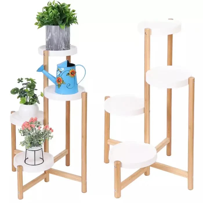 Porte Plante en Bambou, Etagère Plantes à 4 Niveaux Escalier Plantes sur Pieds Intérieur Extérieur p
