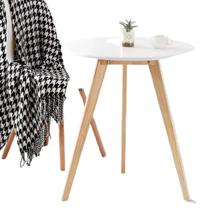 Petite Table ronde blanche en bois massif