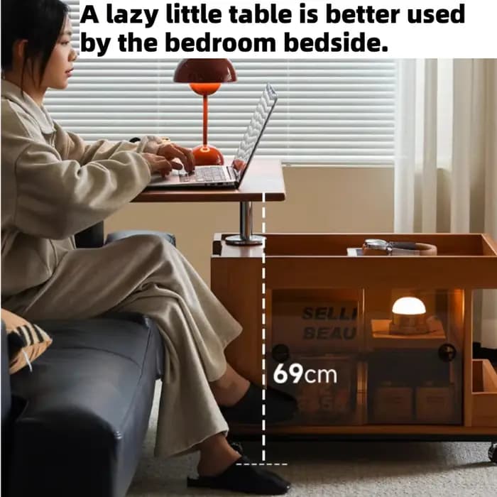 Table basse mobile en bois avec rangement