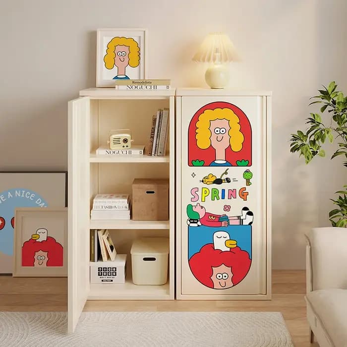 Meubles de salon modernes : Vitrine créative et élégante de style crème