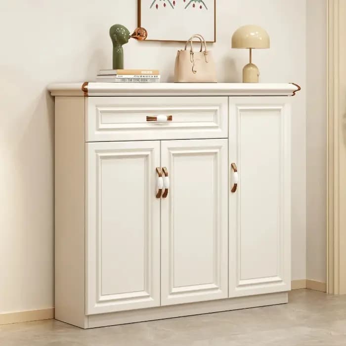 Meuble à chaussures multi-rangements blanc moderne pour entrée