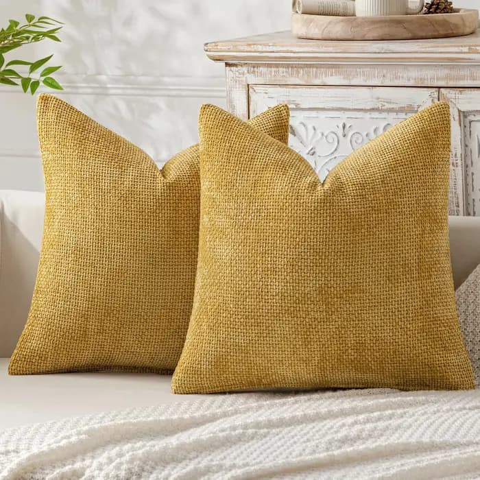 Housses de coussin décoratives en chenille douce neutres 18x18 pouces pour canapé, chambre et salon