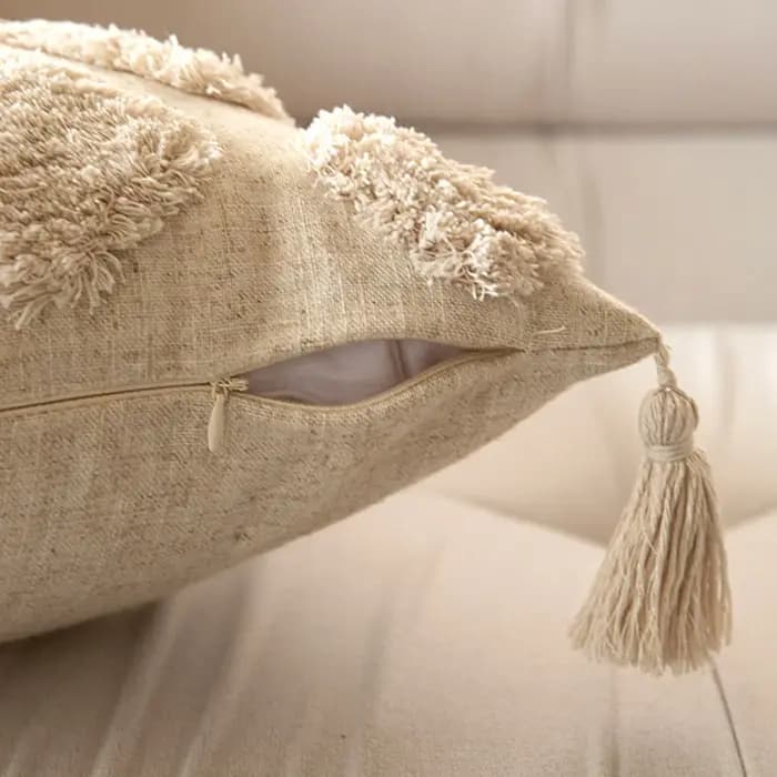 Bohème canapé taie d'oreiller Cojines Beige rayé peluche