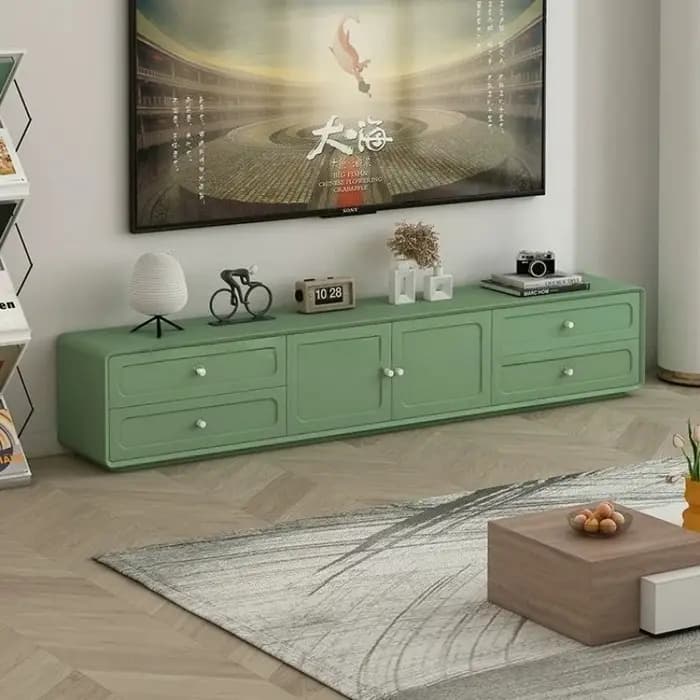 Meuble TV moderne pour chambre à coucher en bois massif avec rangement intelligent