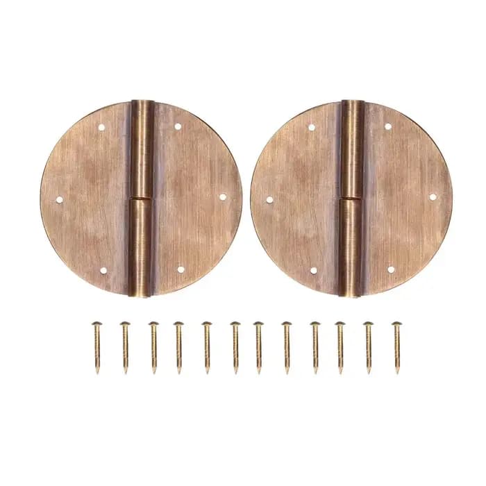 Charnières de meubles vintage en laiton rond de 6cm, 2 pièces, charnières d'armoire, charnières de b