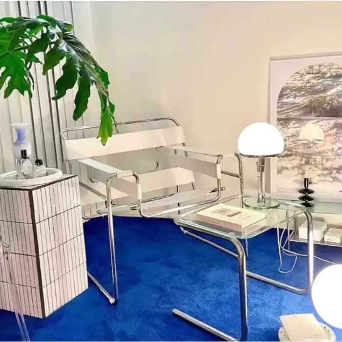Fauteuil de salon en cuir et maille, style décontracté, pour photos