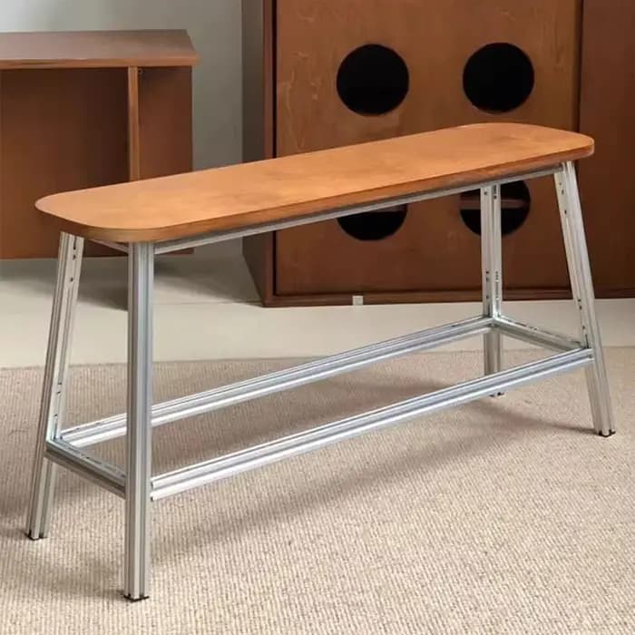 Tabouret en bois Pouf Ottoman moderne en métal