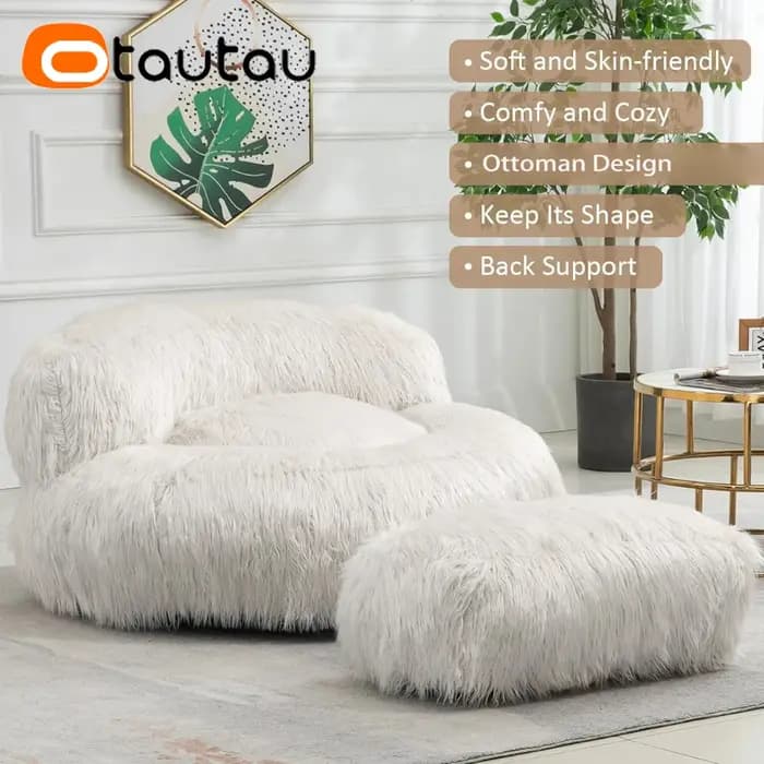 Pouf pouf en fausse fourrure pour adultes et enfants