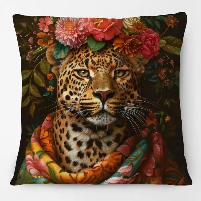 Housse de coussin avec peinture de portrait d'animaux européens