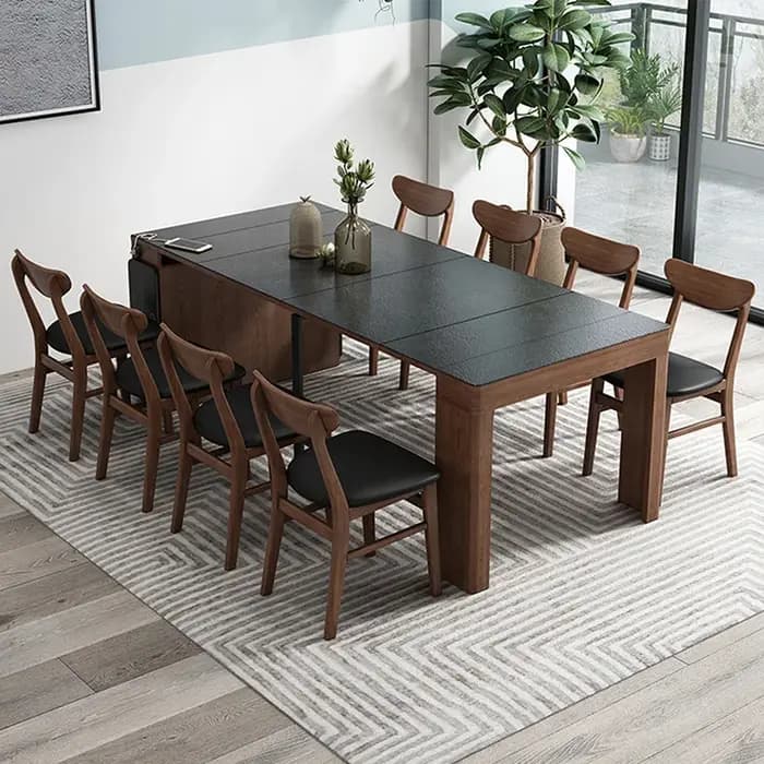Petite Table à manger pliante en ardoise nordique, chaise à manger rétractable pour petit appartemen