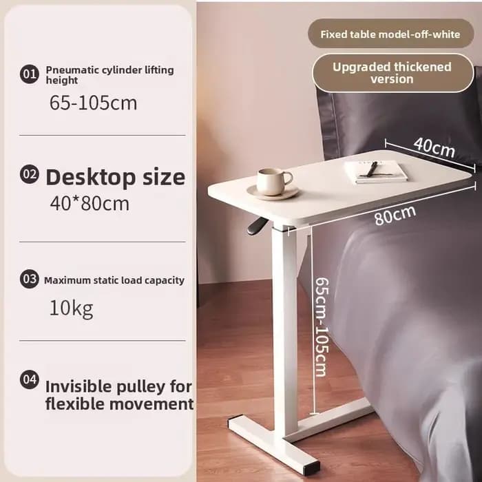 Table basse relevable 40 x 80 cm, table de chevet amovible avec roulettes, petite table d'appoint en