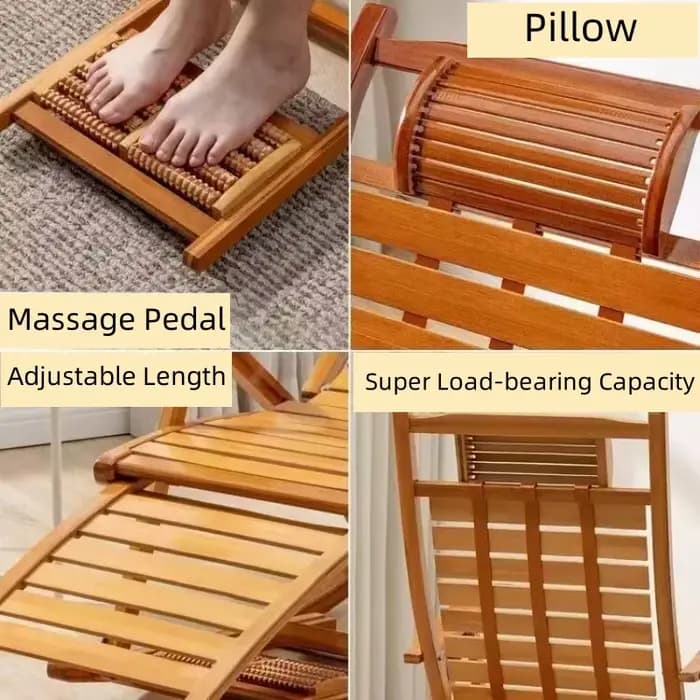 Chaise à bascule en bambou naturel avec pédale de Massage