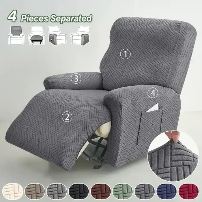 Housse de canapé inclinable fendue 1 place pour salon Jacquard