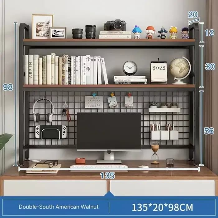Meubles de maison bureau multicouche en fer forgé étagère bibliothèque avec grille étagère Table tro