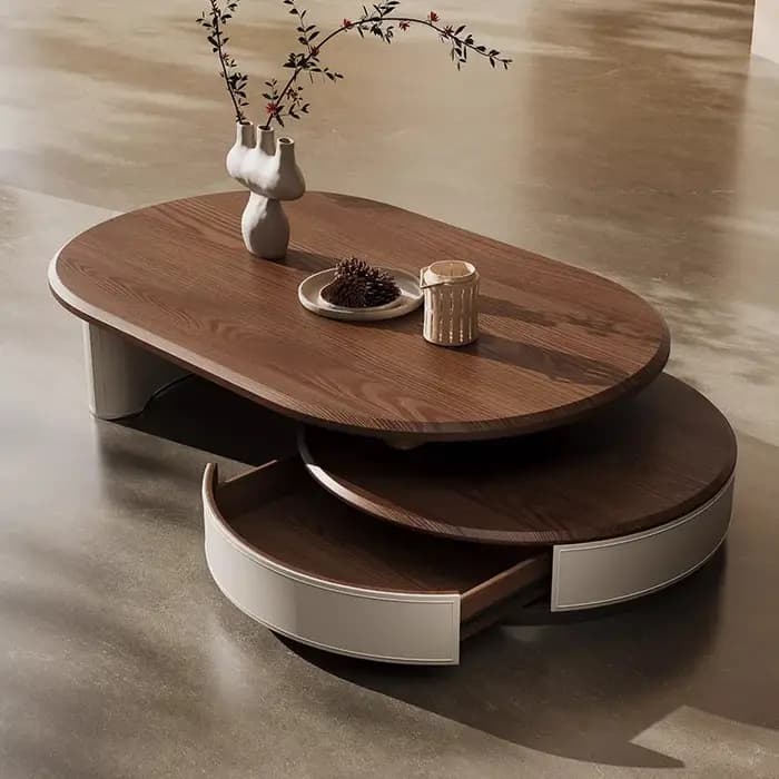 Table basse ronde télescopique de luxe légère de Style moderne, petit appartement, salon moderne et