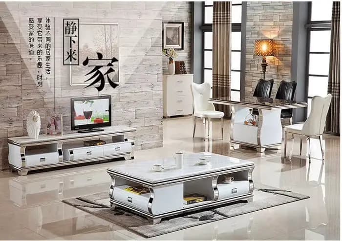 Linlamlim mn-Ensemble de meubles de salon en acier inoxydable