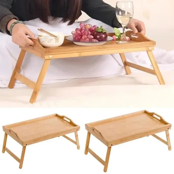 Nouveau Table pliante multifonction bambou petit déjeuner plateau à Dessert Mini fournitures pour la