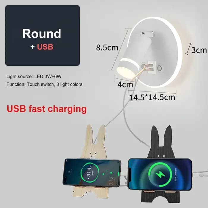 Lampe murale de lecture avec chargement USB