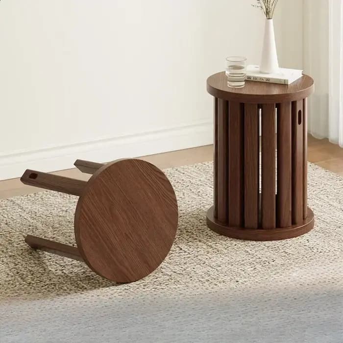 Ensemble de tabourets en bois, combinaison intérieure multifonctionnelle, rond, Design de Dressing,