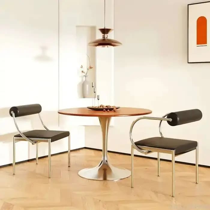 Chaise de salle à manger design style vintage en acier inoxydable, chaise de bureau, de chambre ou d