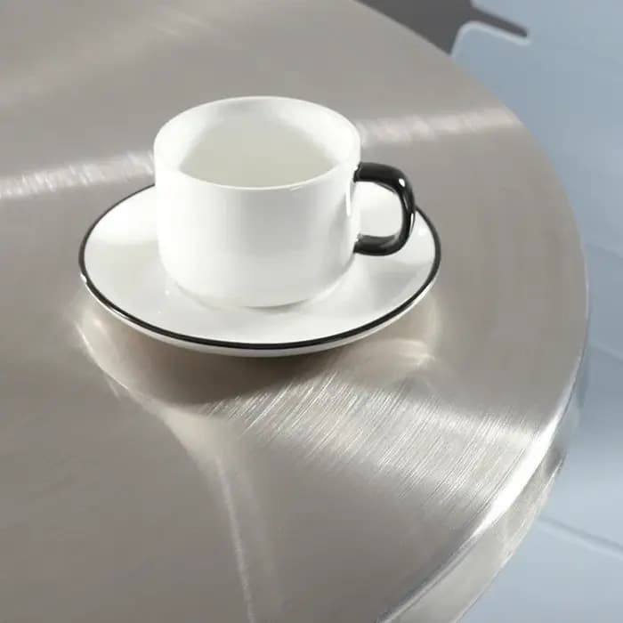 Table de Salle à Manger Ronde en Acier Inoxydable, Mobilier d'Extérieur pour la Maison, Mobile, Simp