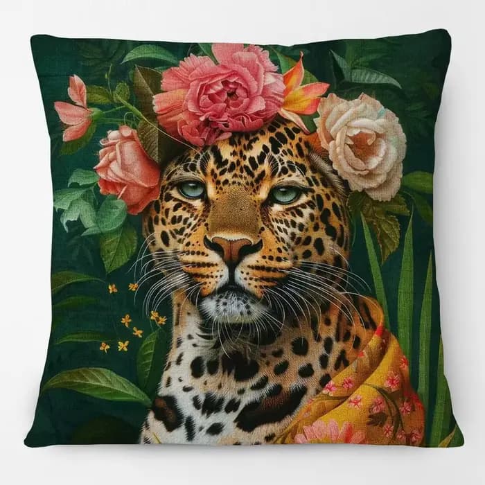 Housse de coussin avec peinture de portrait d'animaux européens
