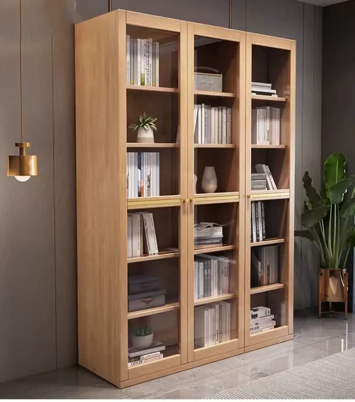 Meubles de maison salon vitrine bibliothèque bibliothèque avec échelle armoire en bois massif biblio