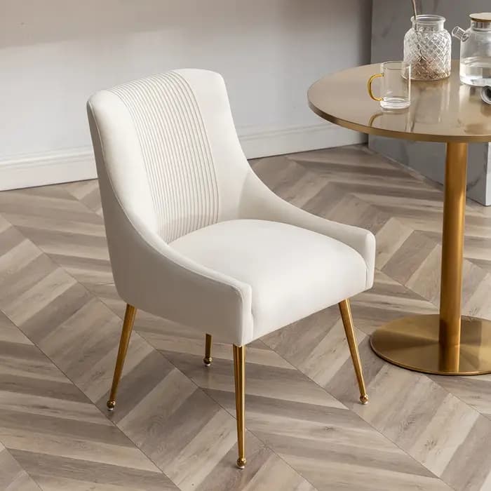 SEYNAR-Chaises de Salle à Manger en Velours Modernes, Chaise d'Accent Latérale Plissée en Tonneau, p