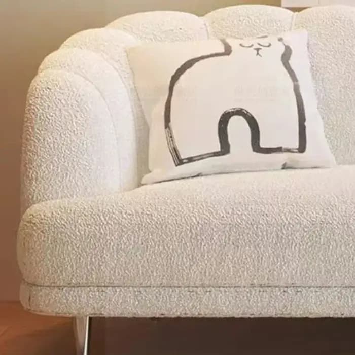 Fauteuil en tissu canapé blanc laine d'agneau chambres salon