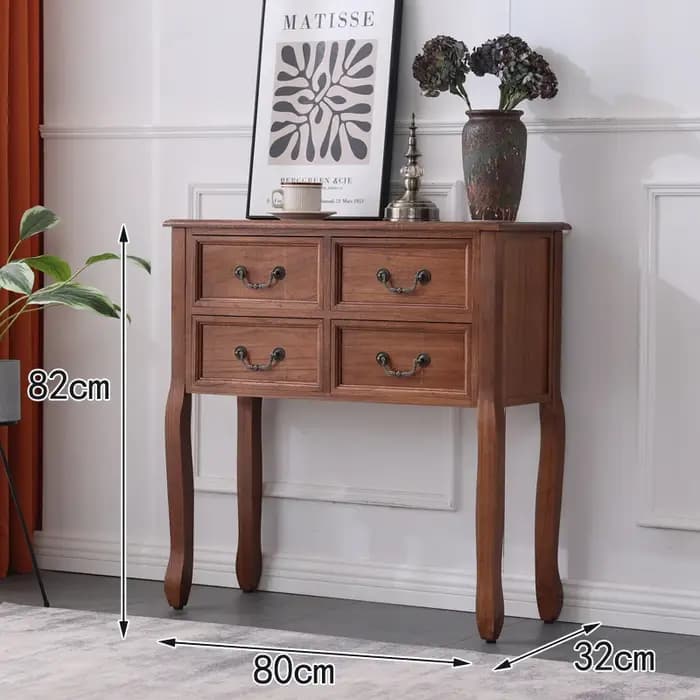 Table Console de luxe avec tiroirs, Table Console rétro française du milieu du siècle, poignées en m