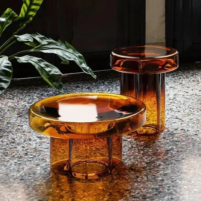 Table basse en verre transparent, table de chevet ronde moderne, table d'appoint pétale nordique, sa