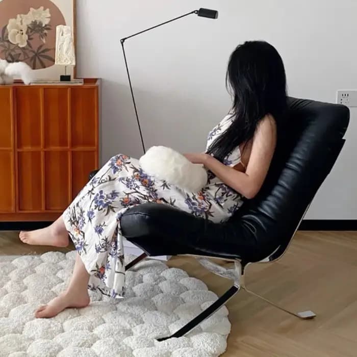Chaise de salon simple nordique en cuir