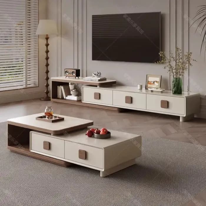 Table basse de salon nordique avec rangement