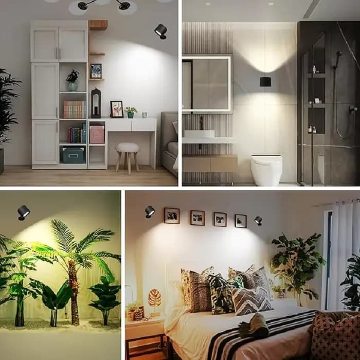 LED appliques murales lumière contrôle tactile Double tête applique 360 rotatif 3 couleurs