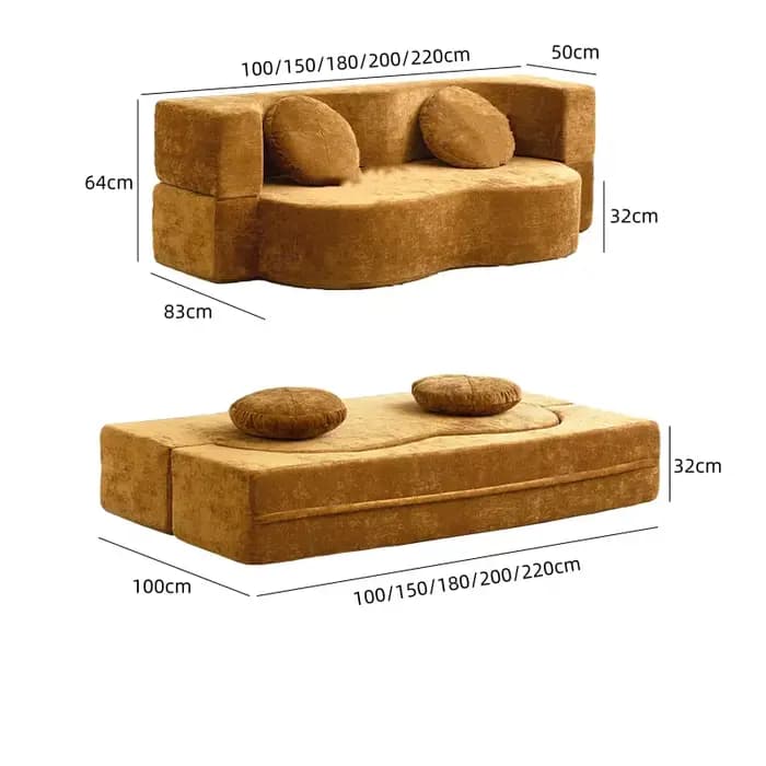 Canapé-lit pliable sans structure, de luxe, vintage, compressé sous vide, moderne, pour salon et mob