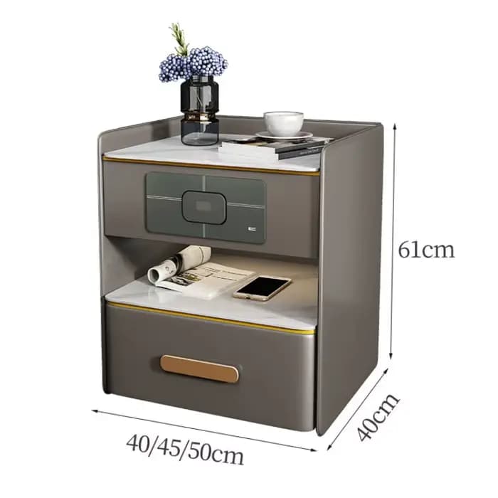 Table de chevet chic et luxueuse, table de chevet moderne en bois avec tiroirs de rangement, station de charge, décoration intérieure, meubles de chambre à coucher
