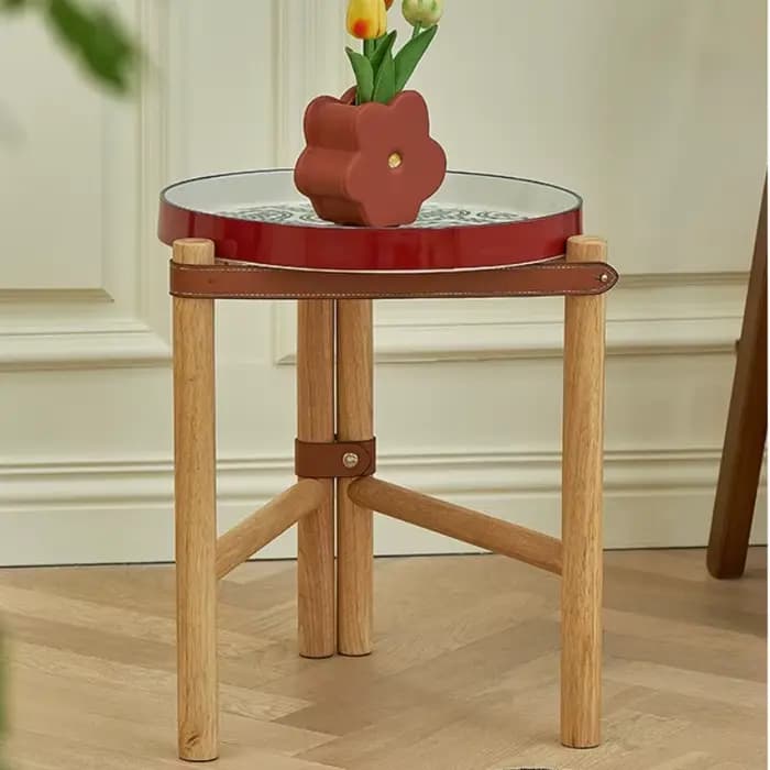 Tables basses de luxe en bois massif, table d'appoint de canapé vintage, petite escalier circulaire