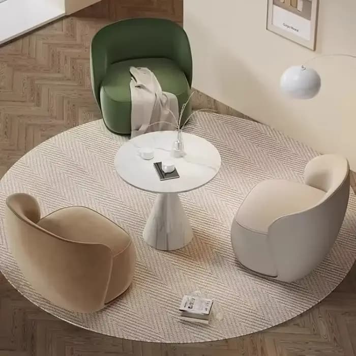 Chaise d'appoint en cuir PU, chaise de Club ronde moderne, fauteuil baril rembourré, canapé simple p