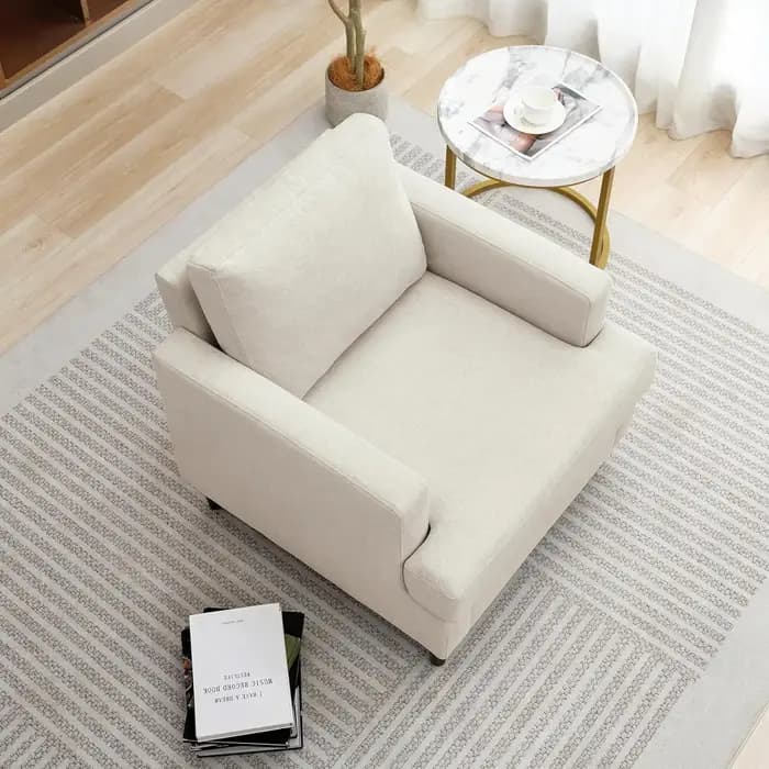 Fauteuil d'appoint de style mid-century, fauteuil moderne en tissu de lin pour salon, fauteuils d'ap