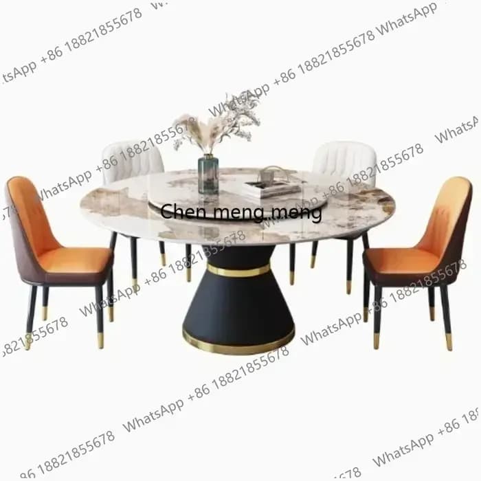 A38 Table coulissante ronde Table de luxe en acier inoxydable îles de cuisine Transparent Mesa Comed